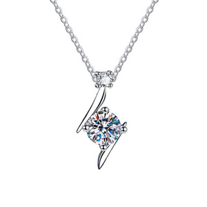 S925 Sterling Silver Fashion Necklace Mosang Diamond Lightning Star Lock Bone Chain D Color One Carat Pendant Wedding