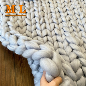 100% merino Wool Chunky Yarn blanket hand knitting Giant blanket