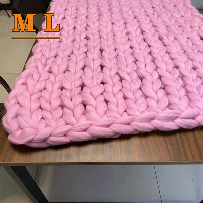 100% merino Wool Chunky Soft Roving Yarn blanket Bulky Arm knitting Giant blanket