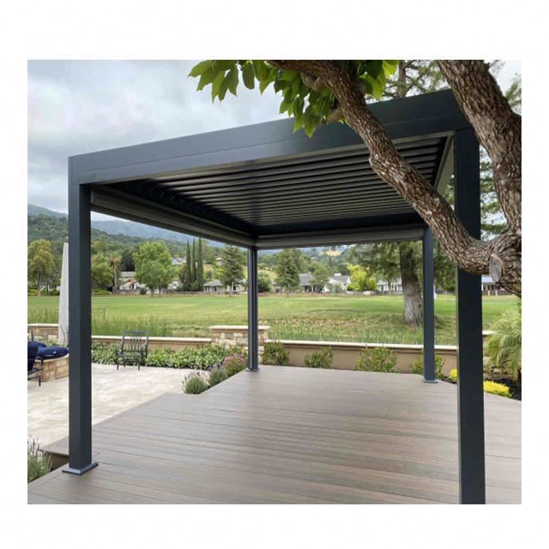 Outdoor Waterproof Luxury Pergola Open Roof Shutters Retractable Aluminum Gazebo Control Gazebo