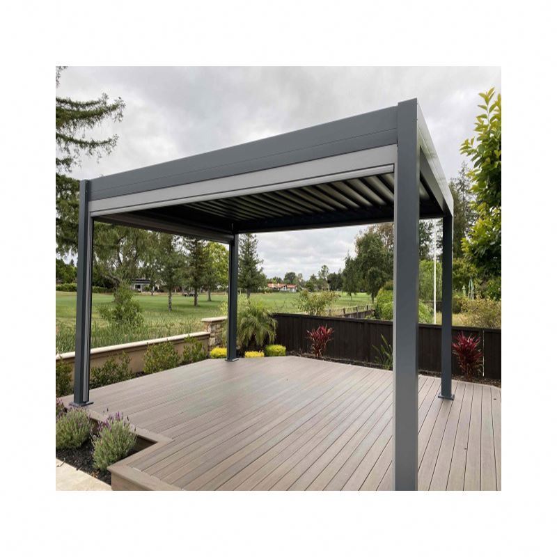 Outdoor Waterproof Luxury Pergola Open Roof Shutters Retractable Aluminum Gazebo Control Gazebo