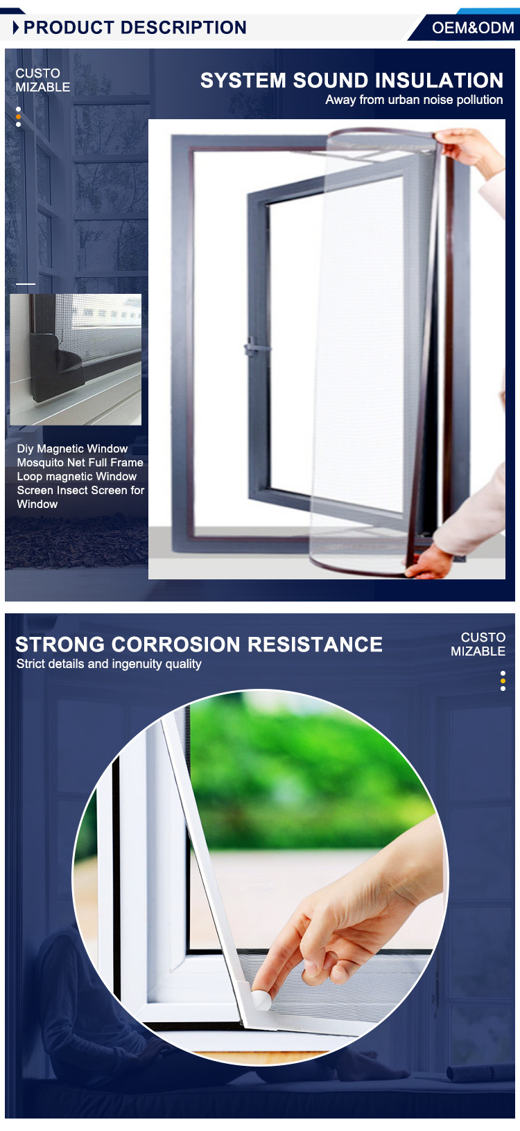 European Style Insect Proof Mosquito Net Magnetic Door Screen Reinforced Magnetic Anti Mosquito Screen Window