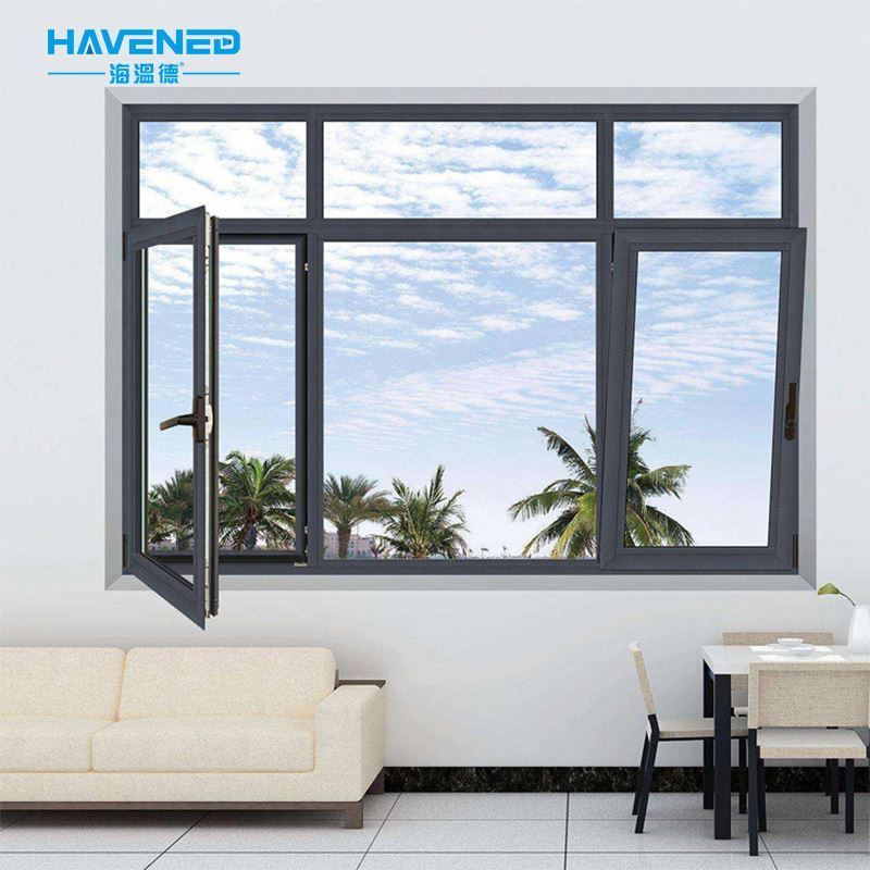 Modern Anti Theft French Aluminum Alloy Glass Window Double Glazed Inward Opening And Inverting Window