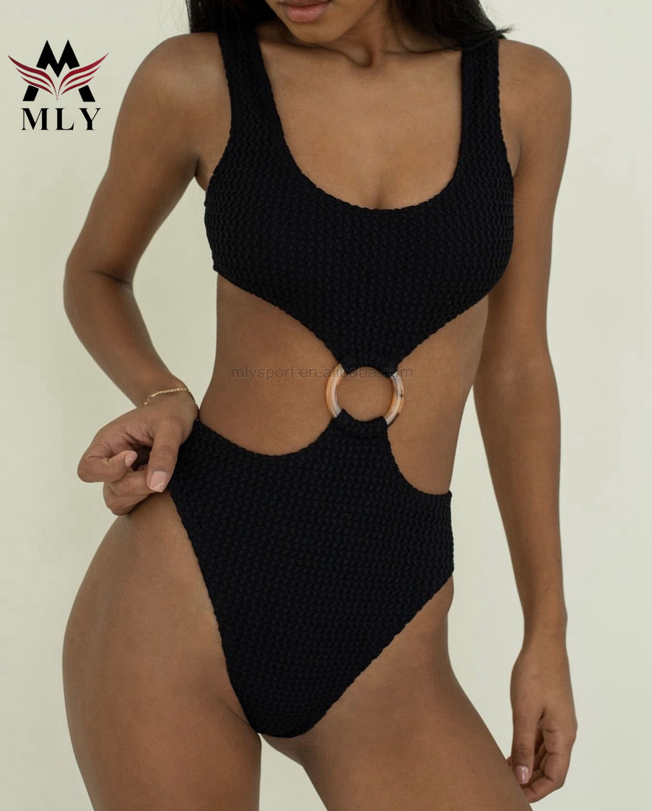 Textured jacquard fabric swimsuit one piece thong bathing suit sport hot swimwear sexy swimsuits