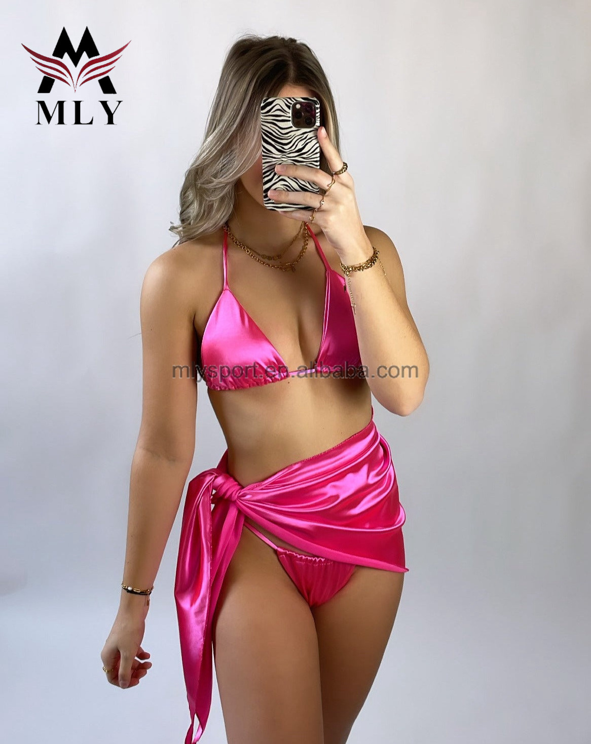 MLY Private label Shiny bikini custom sexy ruffle swimwear High Quality Wholesale Custom swimsuit