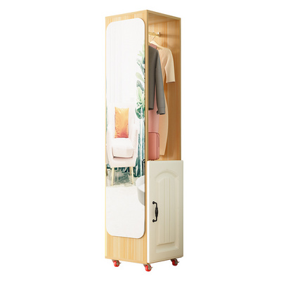 Full-body mirror floor home bedroom coat rack with mirror integrated rotating storage cabinet European style fitting mirror dres