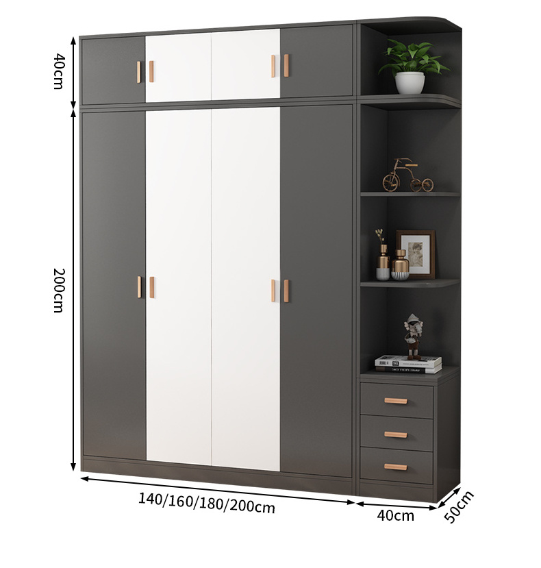 Bedroom  Wooden Wardrobe Cabinet Clothes Closet Drawer Bedroom Armoire Organizer Big Closet