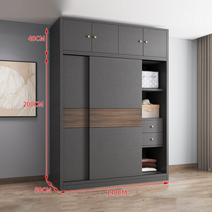 Modern Home Bedroom Wardrobe width 1.4m Closet Sliding Door Cabinet Furniture With Dresser