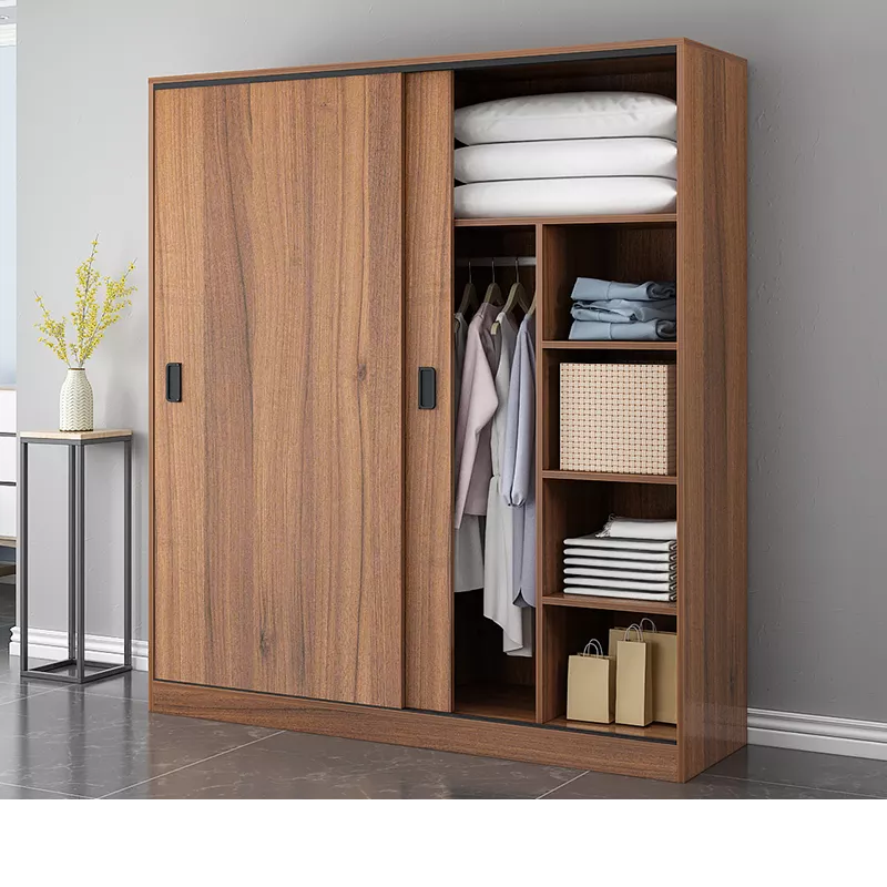 Modern Customized Bedroom Oak Wood Wardrobes Closet Width 1. 2 m With Sliding Doors