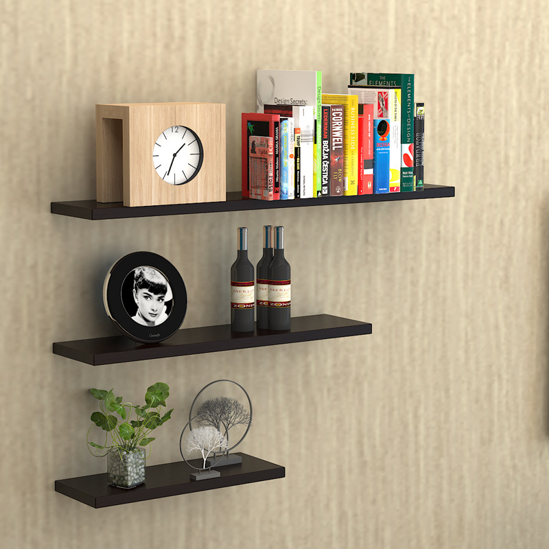 1 2 3 Floating Wooden Wall Mount Shelves Display Unit MDF Shelf Set Book Storage Wall shelf