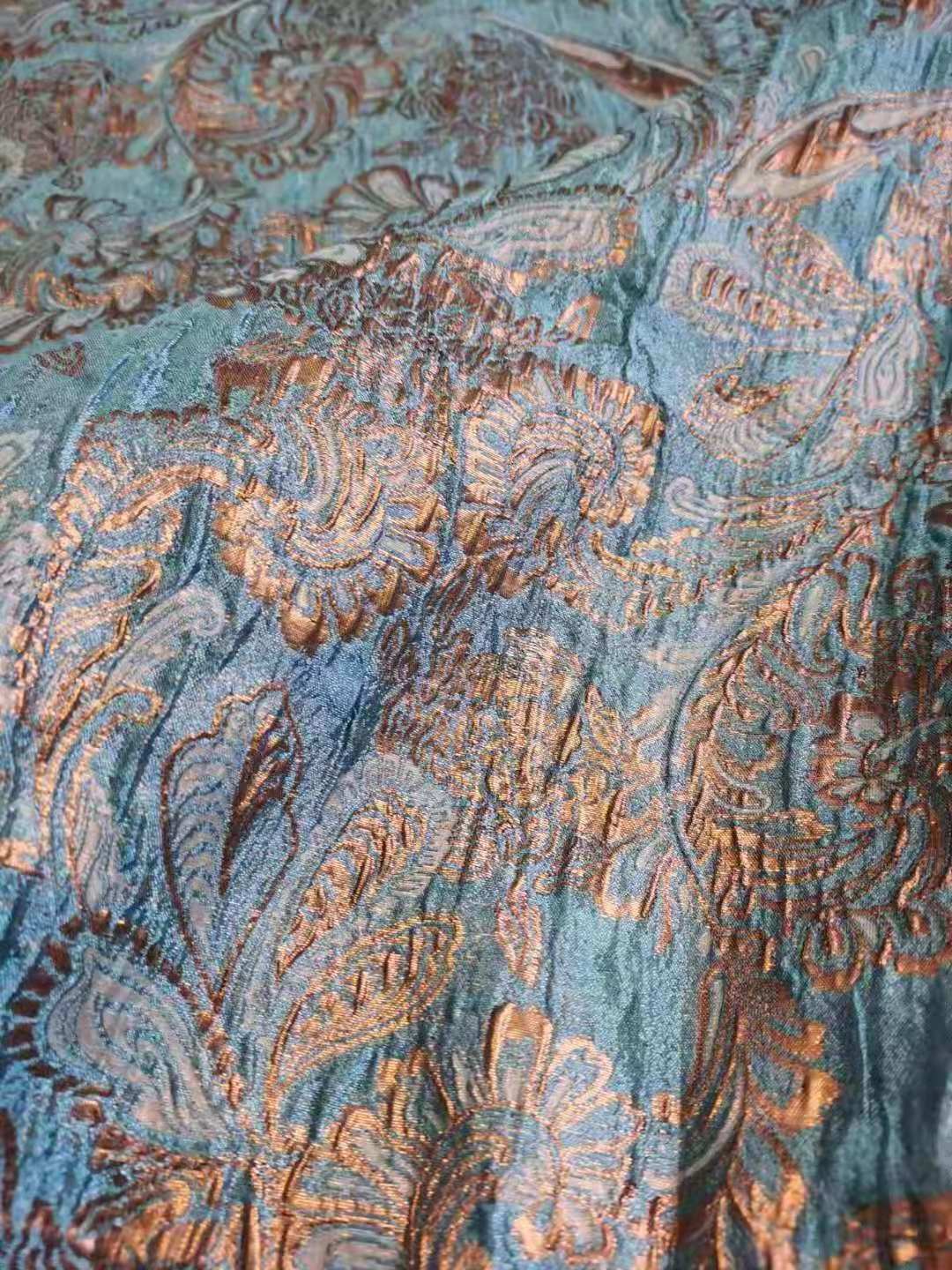 Chinese High Quality Polyester and Rayon Brocade Jacquard Dress Fabric