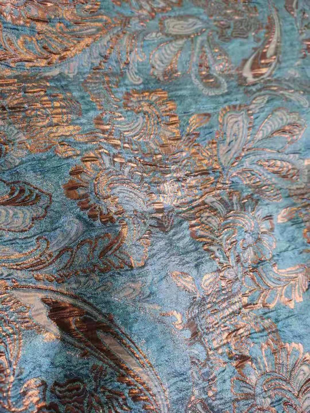 Chinese High Quality Polyester and Rayon Brocade Jacquard Dress Fabric