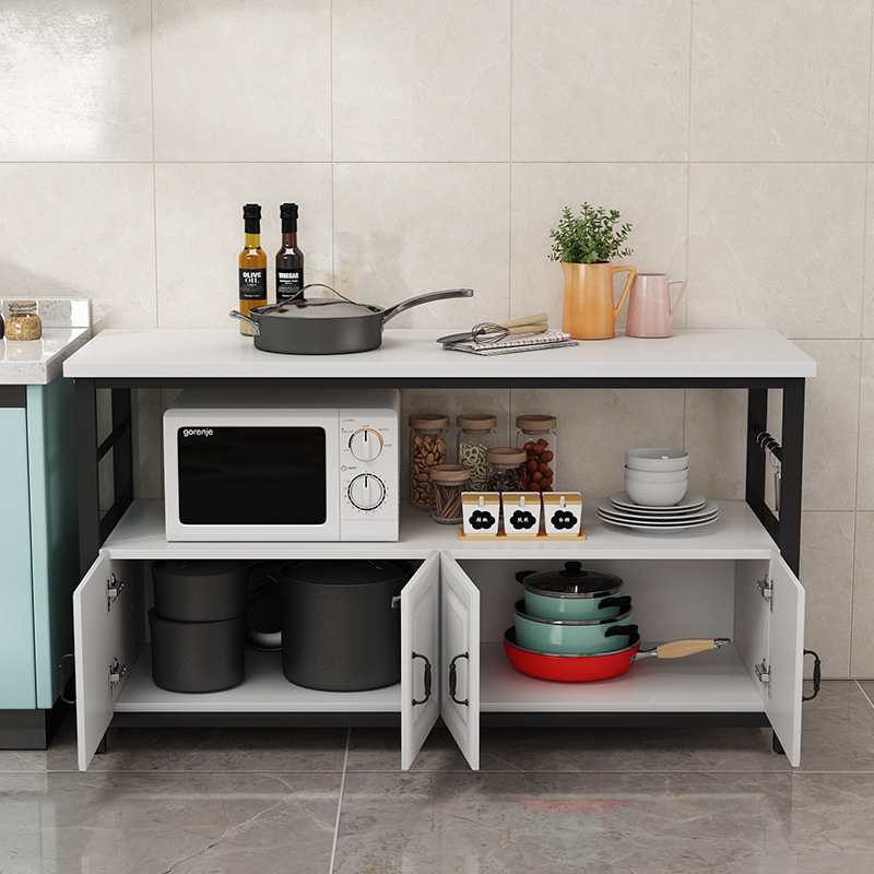 Kitchen removable storage cabinet home microwave oven cabinet multi-layer tableware storage cabinet