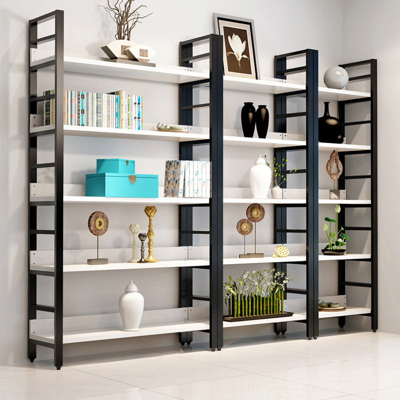 Shelf floor bookcase desktop storage rack multi-layer storage rack living room steel wood iron wall simple shelf