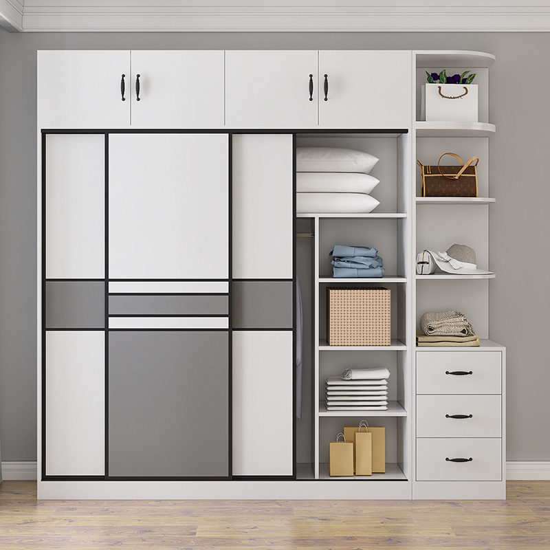 Customized Clothes Modern Design Bedroom Furniture Closet Sliding Door Clothes Wooden Wardrobe Cabinet