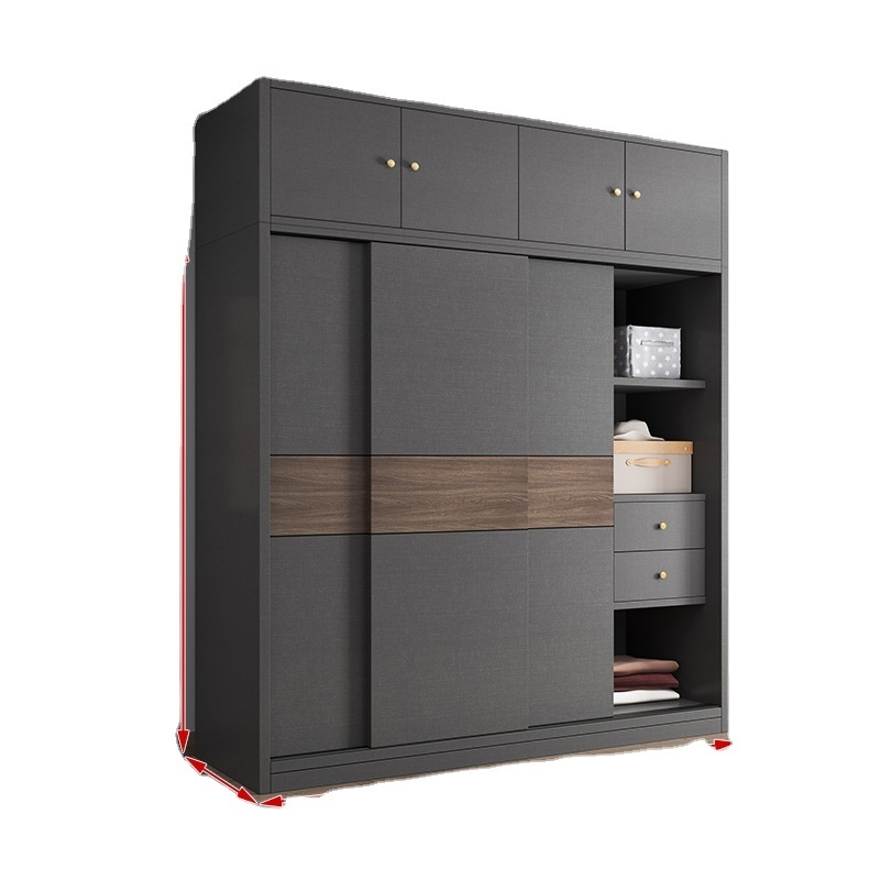 High Quality width 180cm Nature And Textured Grey Contemporary Modern Freestanding Bedroom Wardrobe Armoire Closet