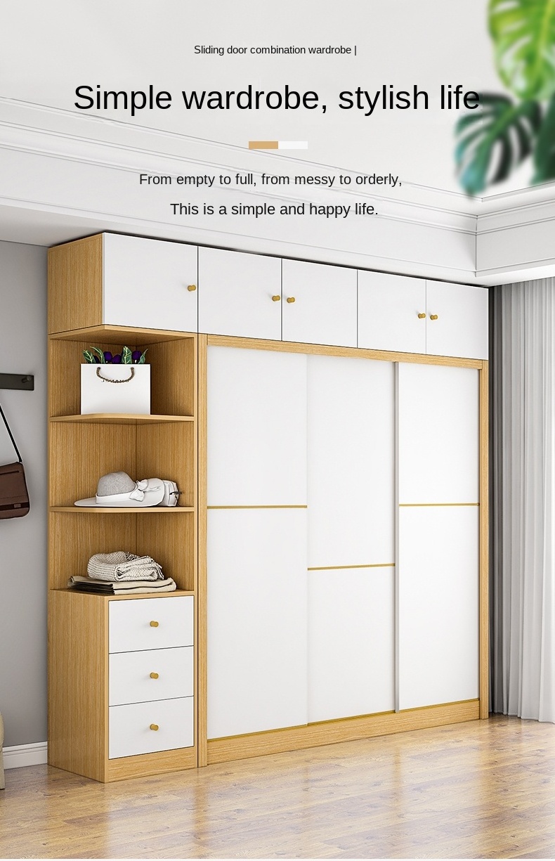 Open Modern Design width 200cm  Antique Oem Boys Closet Cabinet Clothes Small Mdf Organizer Bedroom Wardrobes With Sliding Door