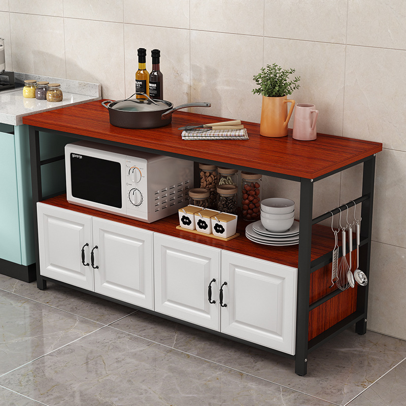 Kitchen removable storage cabinet home microwave oven cabinet multi-layer tableware storage cabinet