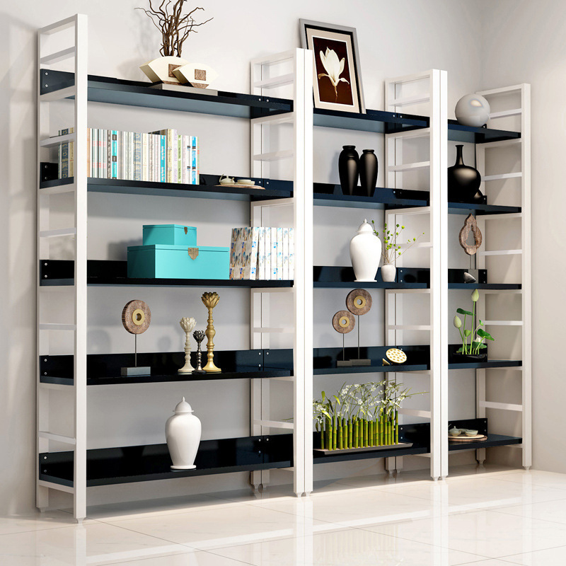 Shelf floor bookcase desktop storage rack multi-layer storage rack living room steel wood iron wall simple shelf