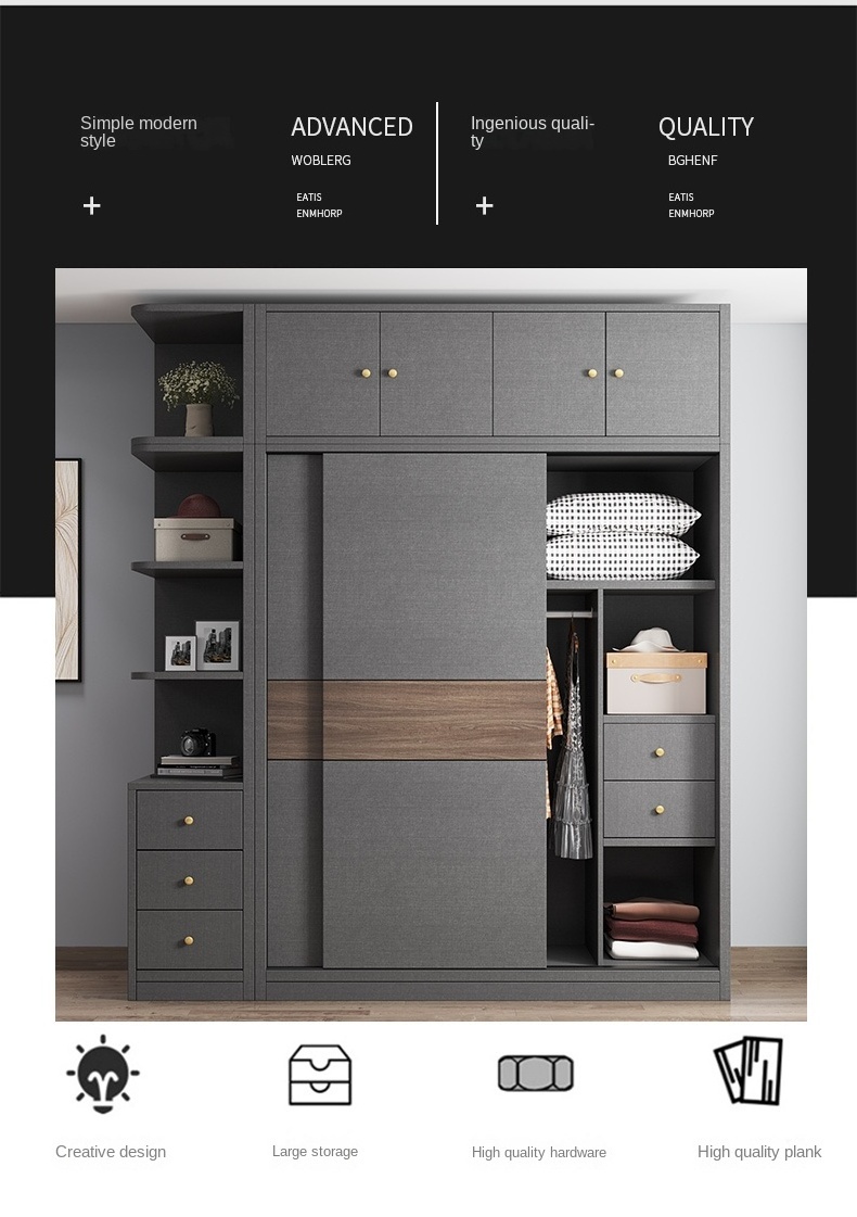 Wholesale Price  width 200cm  Modular Modern Designs Wooden Bedroom Custom Clothes Wardrobe Closet Cabinets With Drawers