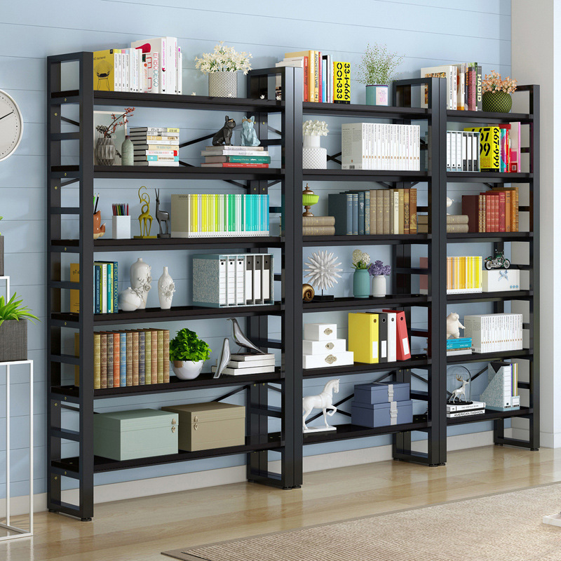 Shelf floor bookcase desktop storage rack multi-layer storage rack living room steel wood iron wall simple shelf