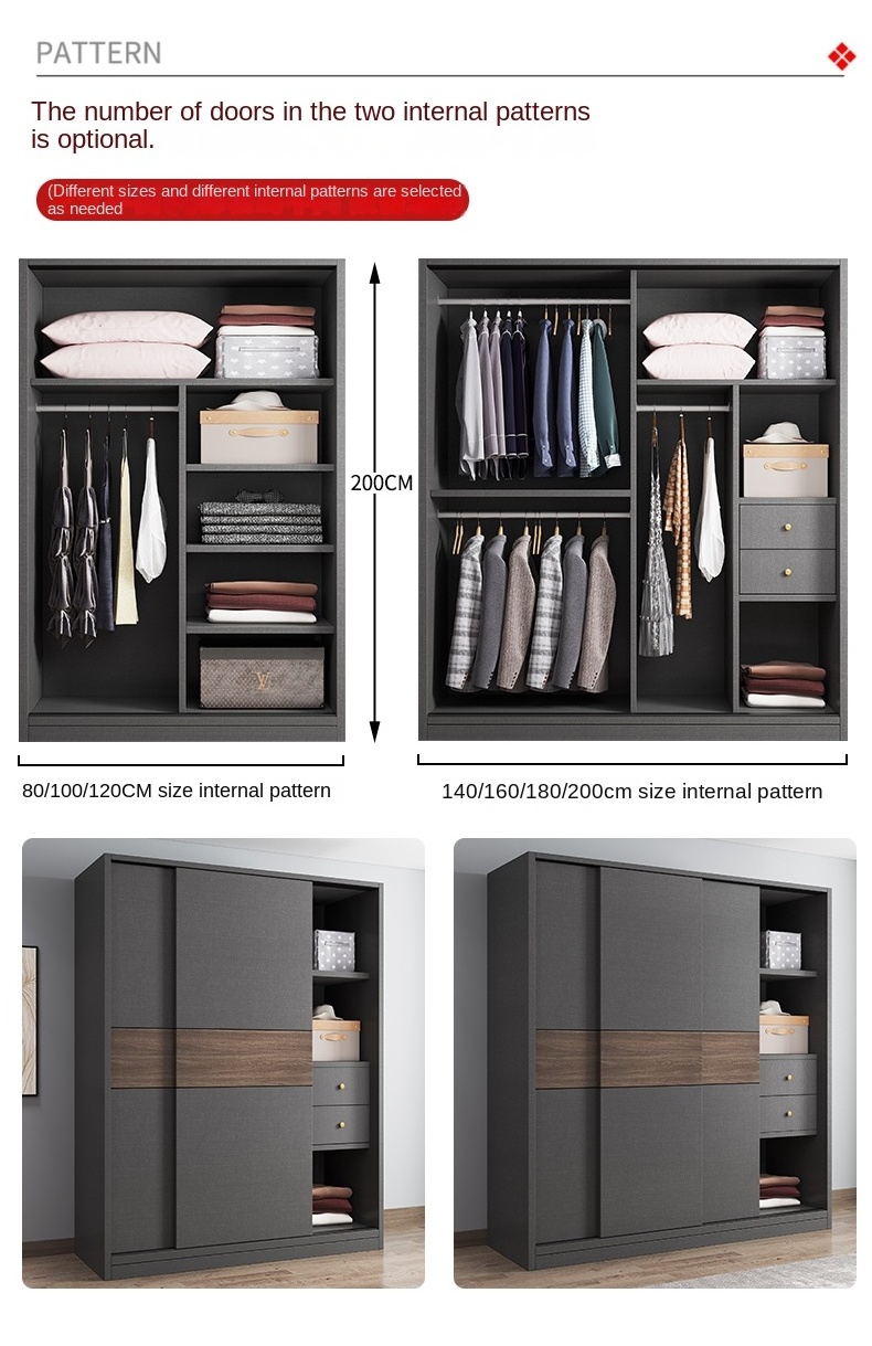 Wholesale Price  width 200cm  Modular Modern Designs Wooden Bedroom Custom Clothes Wardrobe Closet Cabinets With Drawers