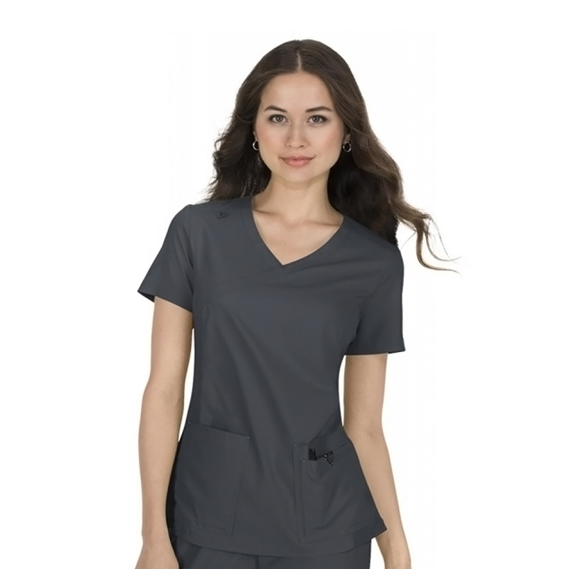 Hot Selling Scrubs Top Sexy Y Neck Pocket Women Scrubs Medical Uniform Hospital Uniforms Women Nursing Tops Uniforms