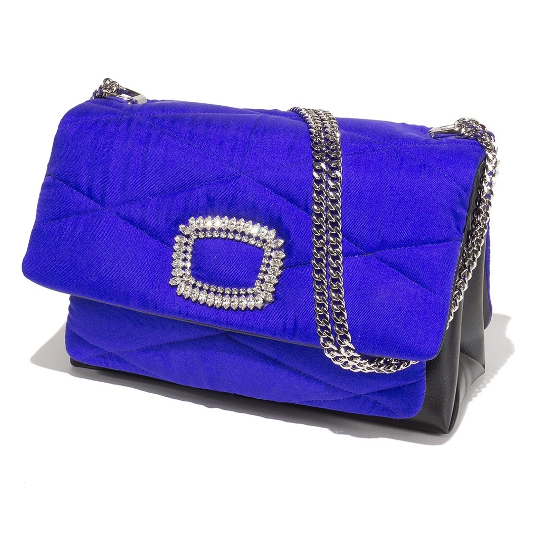 Ladies unique fashion luxury shoulder crossbody bag made in Italy with signature vintage silk scarf pure violet