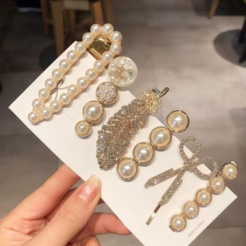 Fashion Girls Pearl Hair Clips Rhinestone Alloy Hair Accessories Clips and Pins Set Wholesale Hairgirps