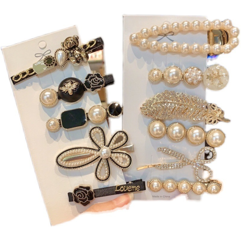 Fashion Girls Pearl Hair Clips Rhinestone Alloy Hair Accessories Clips and Pins Set Wholesale Hairgirps