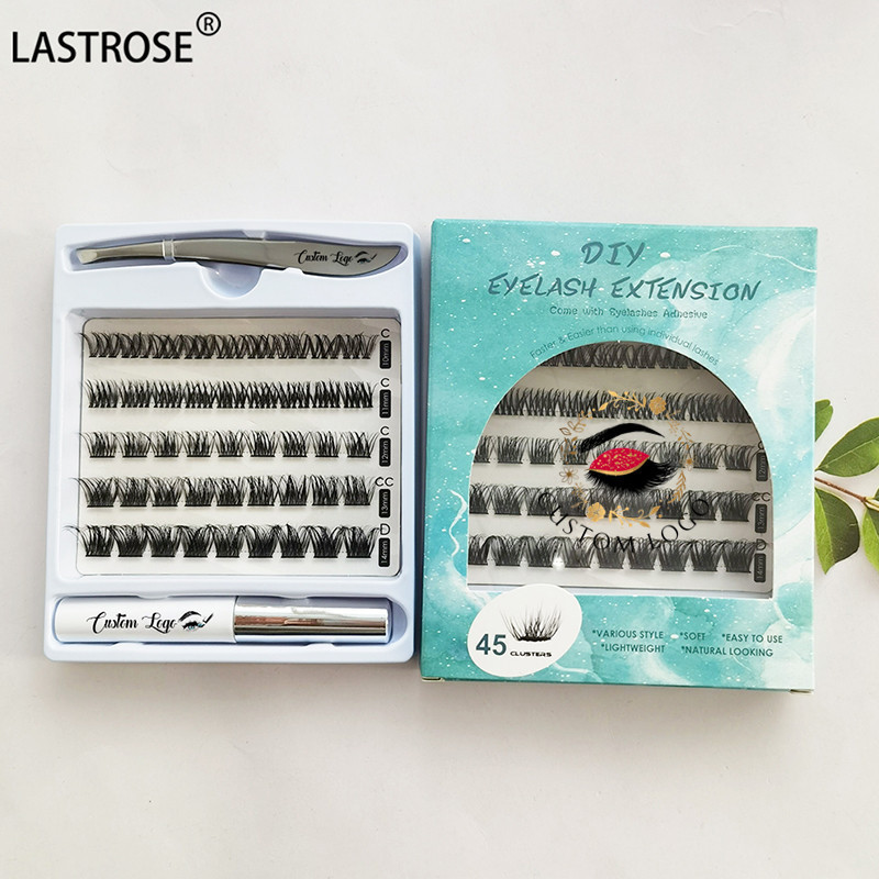 Individual pre cut segment eyelash cluster hot sale private label glue and tweezer segment lash kit