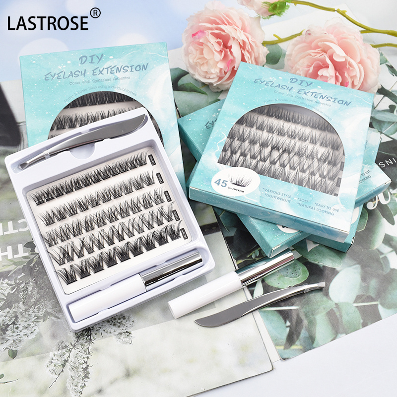 Individual pre cut segment eyelash cluster hot sale private label glue and tweezer segment lash kit