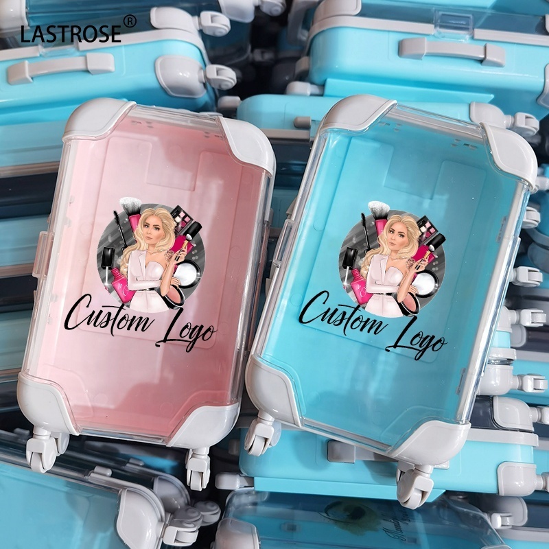 Plastic mini luggage suitcase packaging box 3D Mink Eyelash Packaging Case 25MM Eyelashes Box