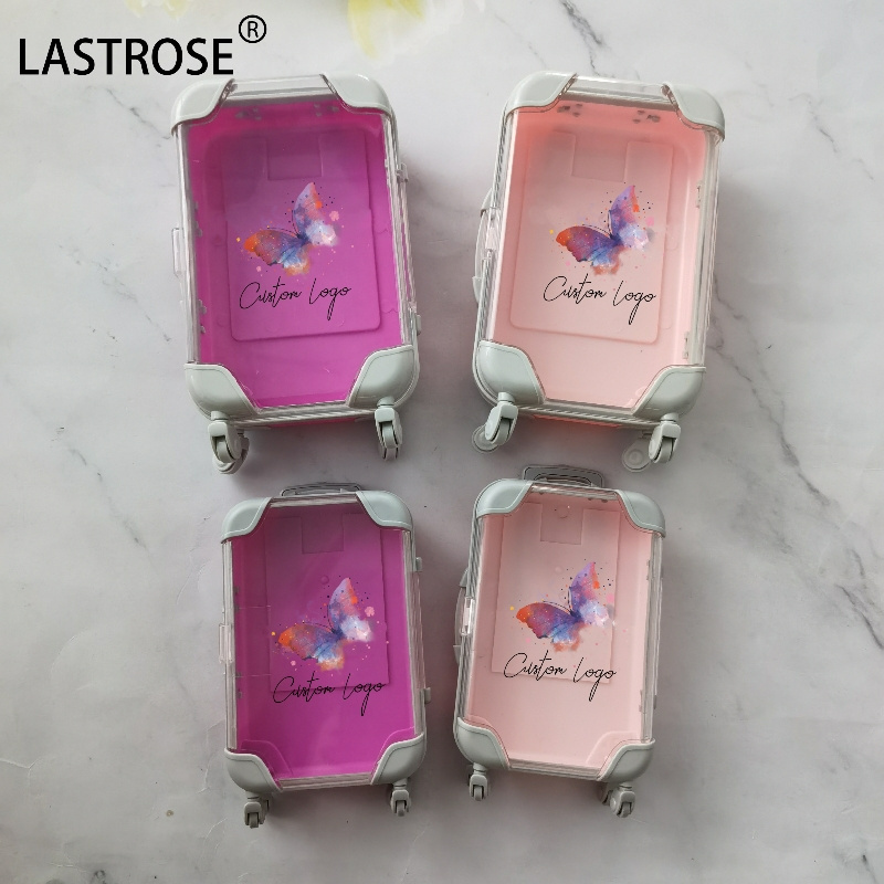 Wholesale Print Logo Mini Suitcase Eyelash Packaging Mini Suitcase For Lipgloss Makeup Mini Suitcase