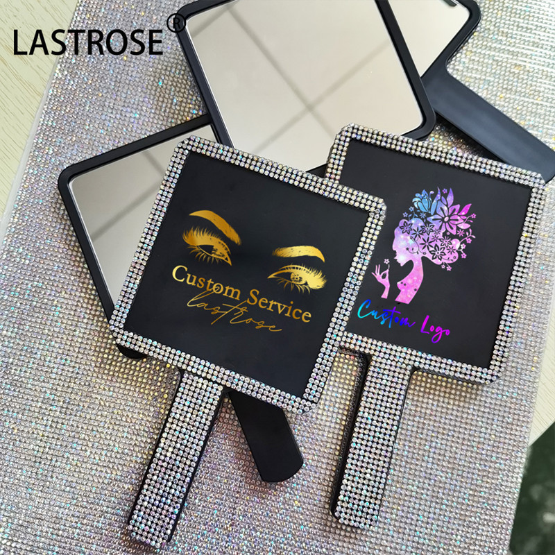 Plastic One Side Private logo square shaped cosmetic pink hand mirrors wholesale bulk makeup handheld mirror