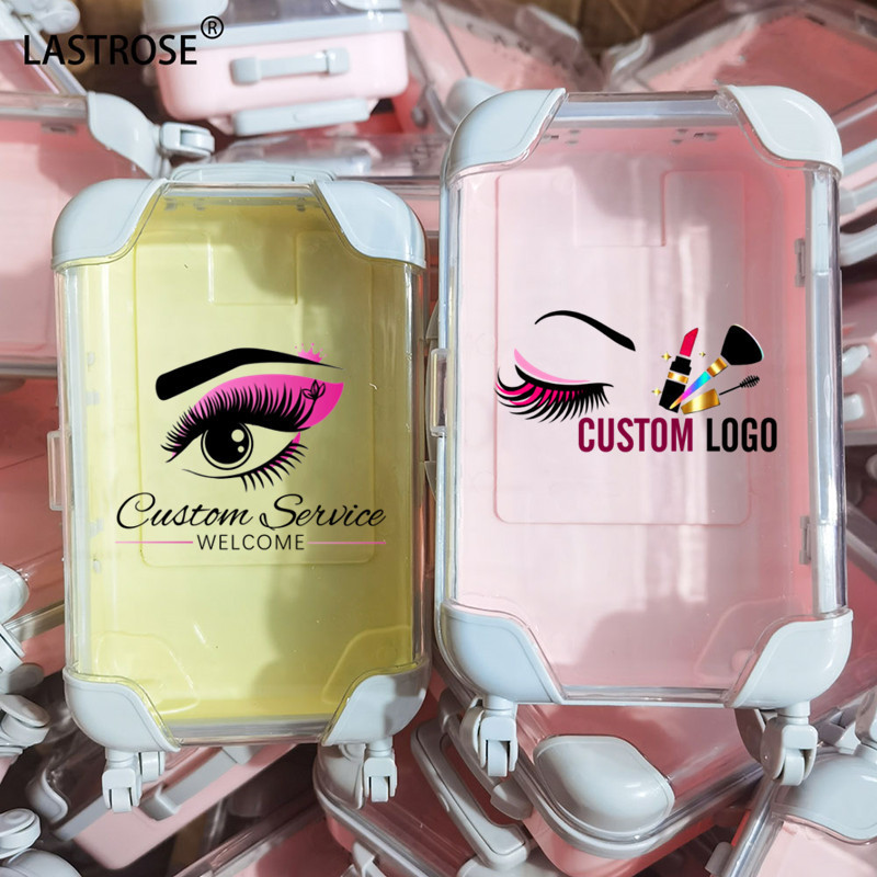 Wholesale Print Logo Mini Suitcase Eyelash Packaging Mini Suitcase For Lipgloss Makeup Mini Suitcase