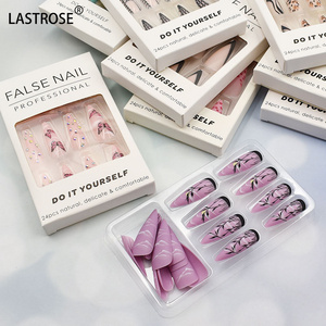 Wholesale Price Coffin Press On Nails Full Cover Artificial False Art Nails Handmade French Gel Press On Nails