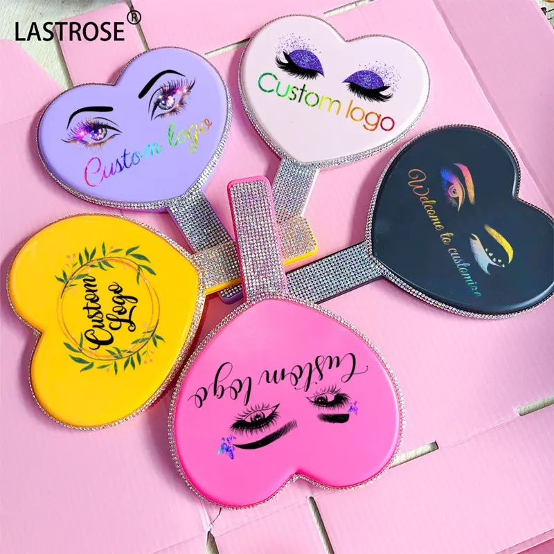 Plastic One Side Private logo square shaped cosmetic pink hand mirrors wholesale bulk makeup handheld mirror