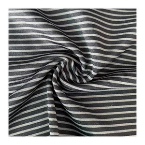 wholesale economical black and white stripe spandex stretch fabric 88 polyester 12 spandex shirt fabric stock lot