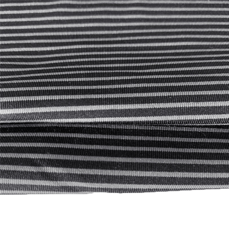 wholesale economical black and white stripe spandex stretch fabric 88 polyester 12 spandex shirt fabric stock lot