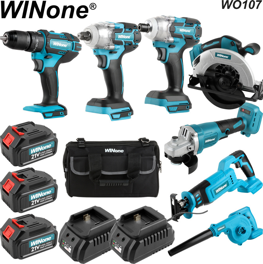 Winone 21v 20v 18v High quality Wireless Battery screwdriver Rechargeable Cordless 7in1 drill 21V Compact Lithium-Ion combo kit