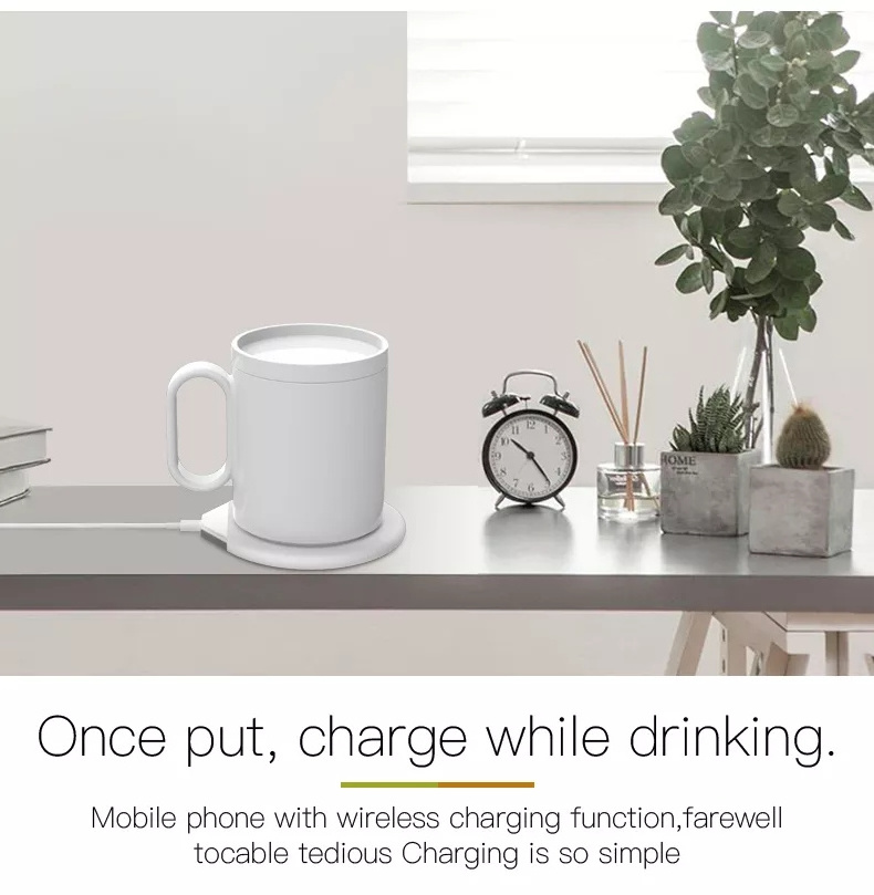 For Amazon hot sale smart cup wireless charger 3 in 1 temperature control self heating smart coffee mug bottle wireless charger