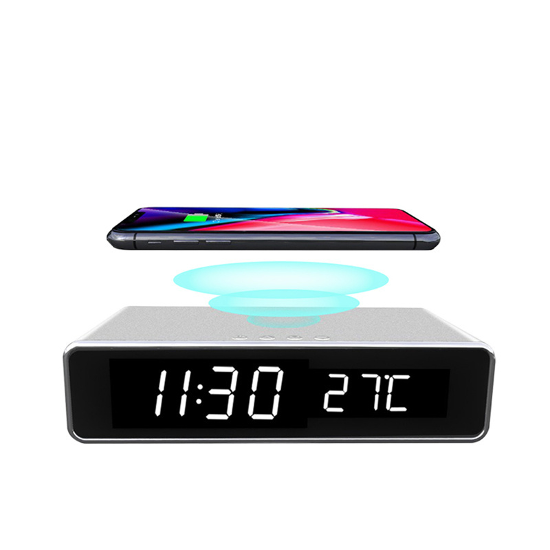 Smart Wireless Charging Led Temperature Display Digital Alarm Clock QI 5W 10W W258 Wireless Charger For Bedroom Bedside Office