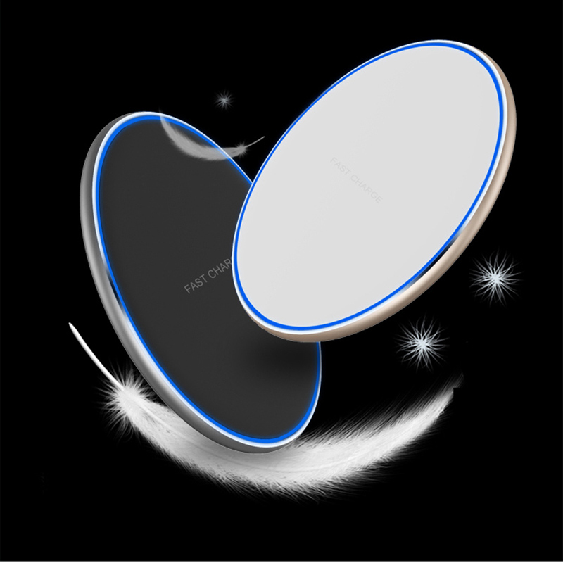 15W Qi Flat Wireless Charger Pad LED Light Fast Charging OEM Logo Slim Round Wireless Charger for iPhone For Samsung for Huawei