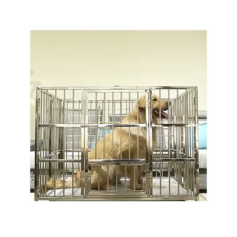 Indoor Multi-sizes Stainless Steel Dog Kennel Removable Trays Steerable Pet Larges Crate Cage With Braking Wheels