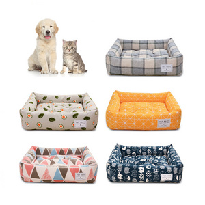 Best Selling 2022 Pet Pillow Luxury Portable Orthopedic Sofa Memory Foam Square Printed Dog Beds