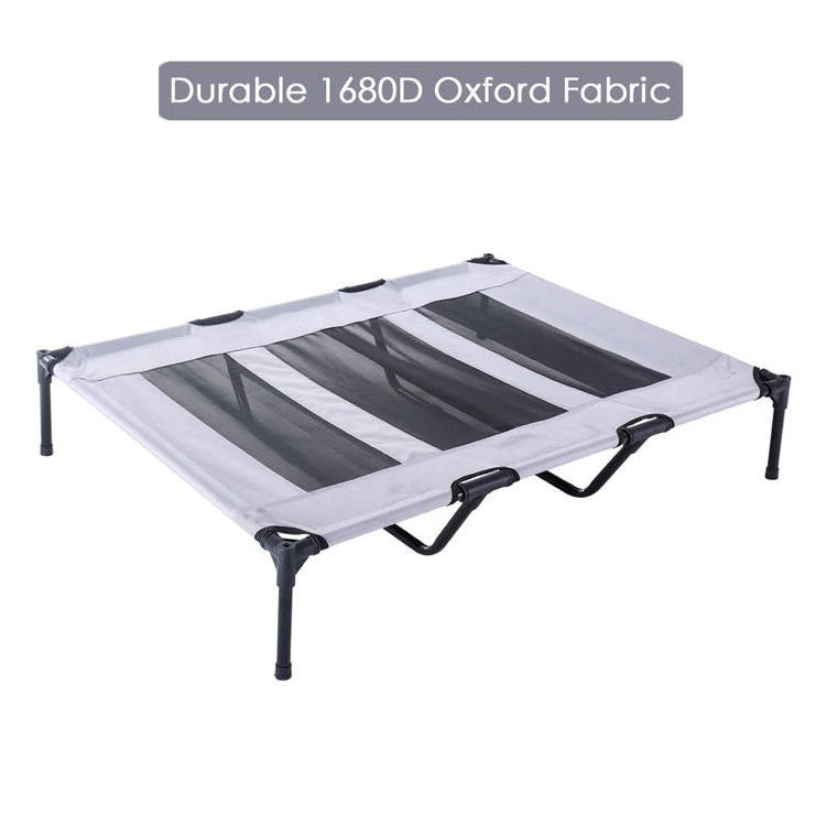 Outdoor Dog Bed Elevated Pet Cot with Canopy Durable 1680D Oxford Fabric Portable for Camping or Beach