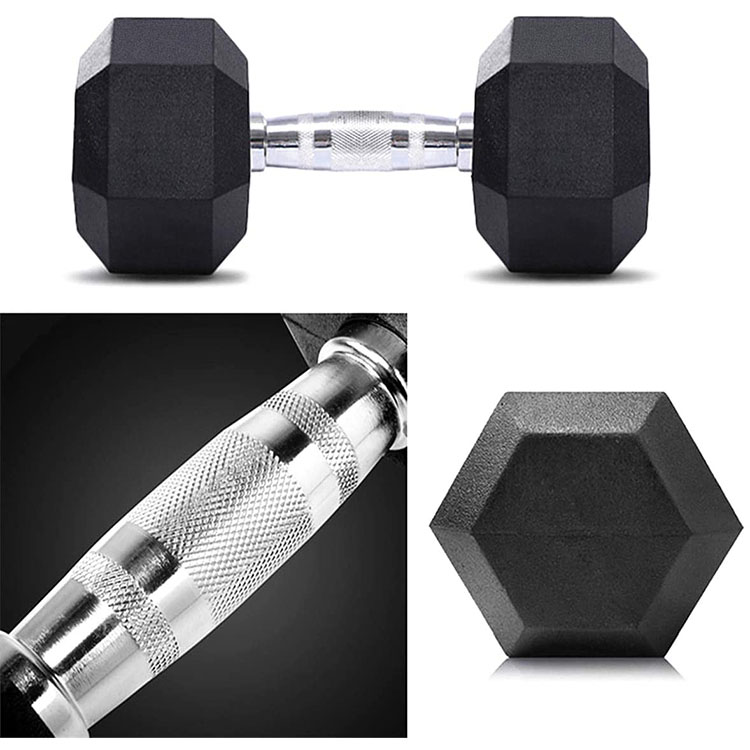 Hex Rubber Coated Dumbbells 1-50kg Hexagonal Dumbbells Gym Fitness Equipment