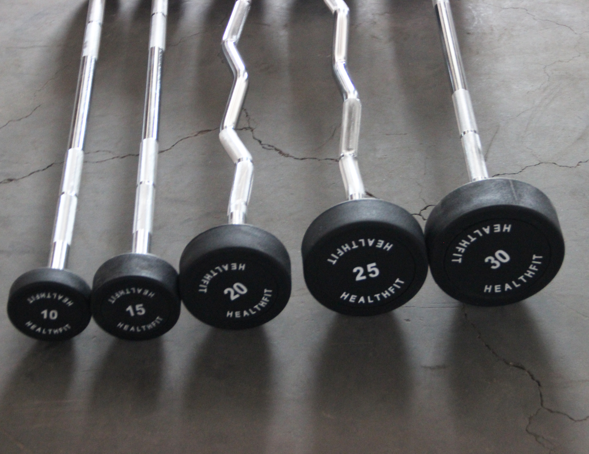 wholesale fitness equipment different weight fixed straight EZ curl rubber barbell for home and gym Club