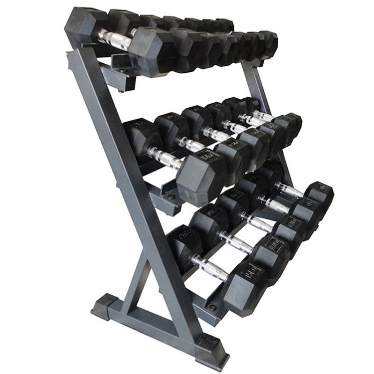 Spot Gym Equipment Weight Lifting Rubber Coated Dumbbell rack set